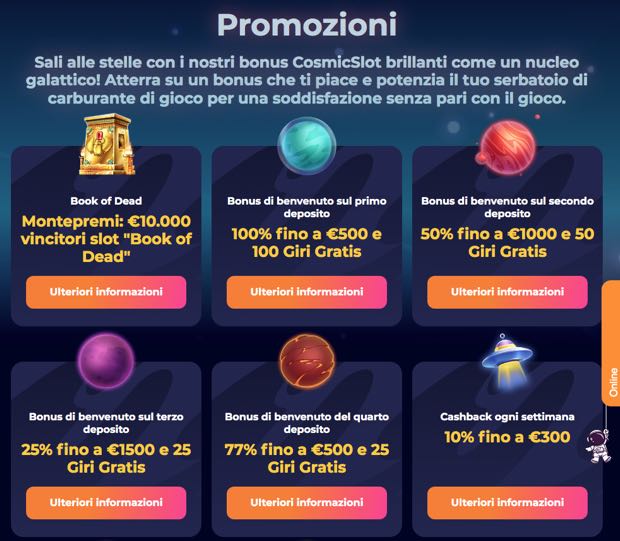 cosmic slot promotions
